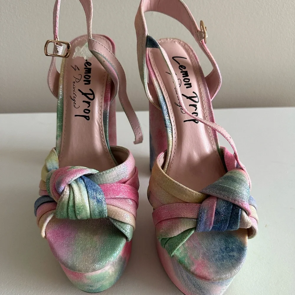Rainbow Lemon Drop Heels - Privileged by J.C Dossier - Size 6